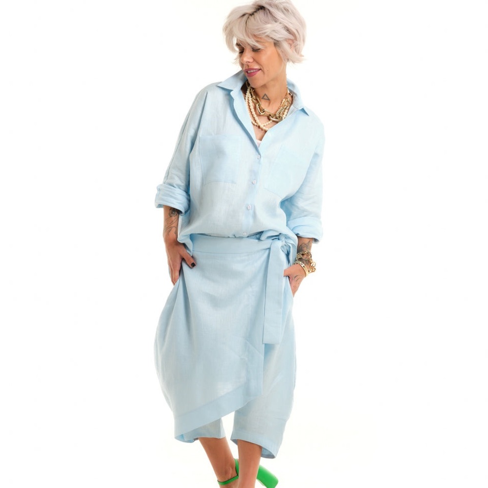 LIGHT BLUE LINEN CO-ORD SET
